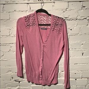 Pink embroidered cardigan
